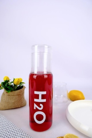Digithome H2o Cam Kapaklı Başucu Su Ve Meşrubat Sürahisi Karaf Şişe 600 Ml Beyaz H2o75760 C1-1-18