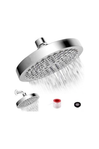 Yifomall 6 İnç Dairesel Yüksek Basınçlı Duş Başlığı, Otomatik Temizleme Uçlar, Kaliteli Abs Malzeme, G1/2 Bağlantı, Chrome Finish Diğer