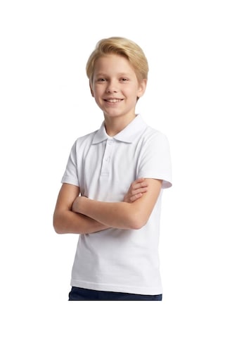 Modanino Erkek Çocuk %100 Pamuk Ve Okul Tarz T-shirt 4-16 Yaş 12726at Beyaz