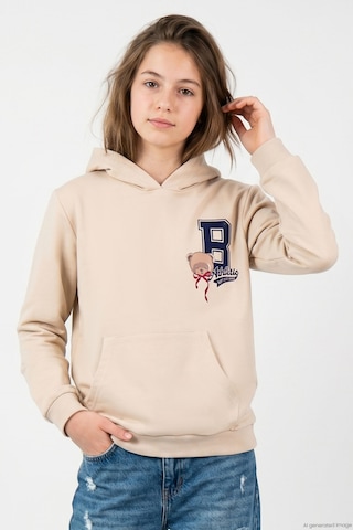 Breeze Kız Çocuk Sweatshirt Sevimli Ayıcıkcıklar Baskılı Sırt Baskı Detaylı 8-14 Yaş , Bej
