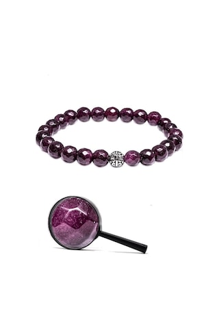 Sertifikalı Gümüş Aparatlı Fasetli Doğal Lal Granat Garnet Taşı B Çok Renkli