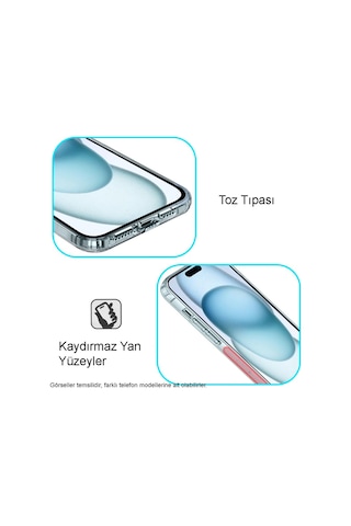 Apple Uyumlu iPhone 15 Pro Kapak Kamera Korumalı Tıpalı Şeffaf Silikon Kılıf