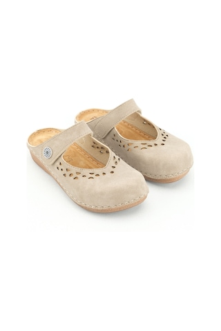 Gezer Yazlık Kadın İç Tabanı Hakiki Deri Cırt Cırtlı Terlik Gt1yze.11236.00.014.g8 Krem