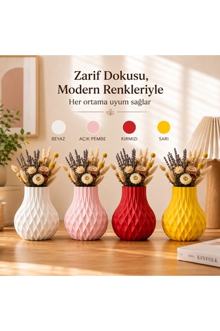 Modern Dekoratif Beyaz Vazo 15 Cm 3d Dokulu Çiçek Vazosu Pla Plastik Saksı Ve Kuru Çiçek Vazosu Ev Ofis Salon Dekoru