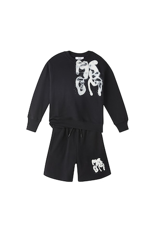 Msgm Çocuk Grafik Logolu Pamuklu Sweatshirt Siyah