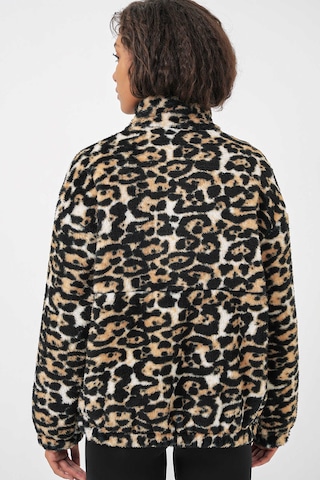 Bigdart Gabria Leopar Desen Fermuarlı Peluş Mont Siyah