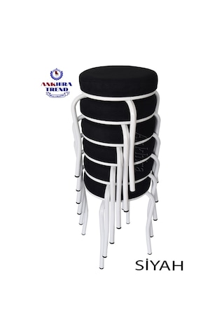 Tabure (Beyaz Ayaklı) ((6 Adet)-Mutfak Balkon Tabur...