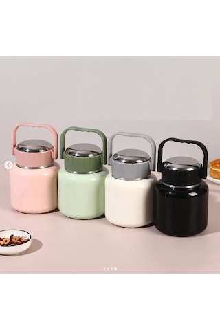 Çelik Mama Termosu Sıcak Veya Soğuk Yiyecekler İçin Öğle Yemeği Termosu 900 Ml - Pembe Pembe