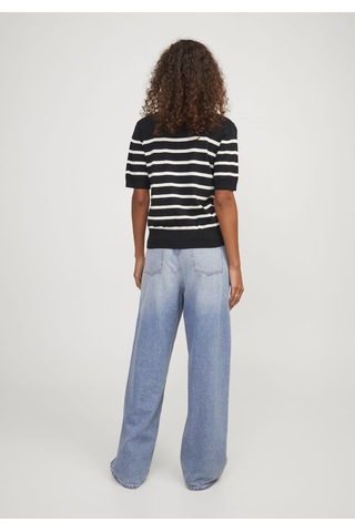 Jack & Jones Kadin Çizgili Örme Kazak - Layla 12254368 Black Bej