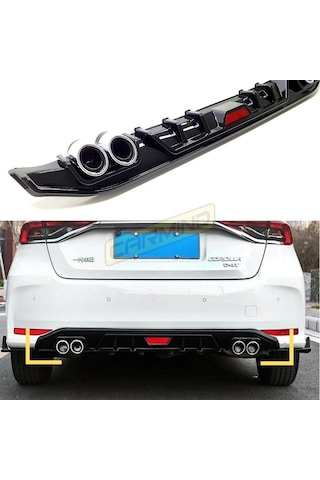 Carmind Toyota Corolla Uyumlu Uyumlu Arka Tampon Difüzörü Piano Black 2019-2021