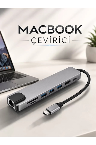 Northcity Çoklu Bağlantı Çevirici Adaptör Apple Macbook Uyumlu 3 İn 1 Type-c To Hdmı Usb 3.0