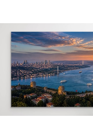 3 Boğaz Manzaralı İstanbul Kanvas Tablo 40x80 Cm Çok Renkli
