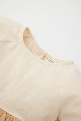 Defacto Kız Bebek Renk Bloklu Uzun Kollu Keten Görünümlü Elbise C0767A524SPBG65 Bej