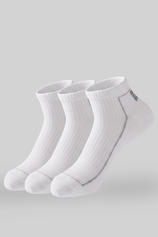 Socketta 3'lü Beyaz Erkek Spor Pamuk Dikişsiz Esnek Patik Çorap - Premium Beyaz