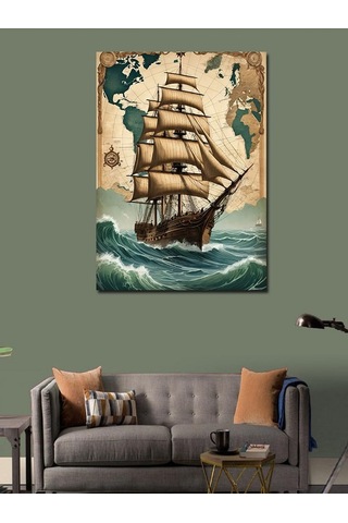 Kanvas Tablo Yelkenli Gemi Macerası 100cmx140cm