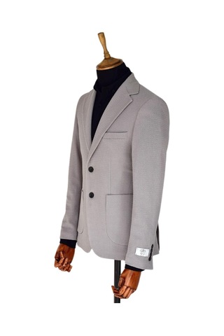 Massimo Rossi Erkek Tek Spor Ceket Çift Yırtmaçlı Gofre Bgl-st03587 Gri