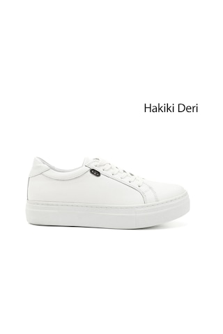 Gönderi(R) Gönderi R Kadın Beyaz Bağcıklı Dolgu Taban Hakiki Deri Sneaker Gdza13424240 Beyaz