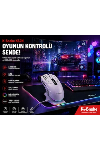 Rgb Gaming Mouse 24000 Dpı Kablosuz 2.4g Bluetooth Type-c Şarjlı Oyuncu Mouse Ms-ks2nb