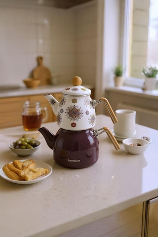 Bambum Unique - Bambu Kulplu Çaydanlık Takımı Mor Mor