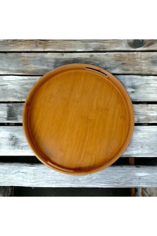 Lexroo Yuvarlak Bambu Tepsi 35cm, Daire Sunum