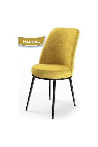 Canisa Concept Dexa Serisi, Üst Kalite Mutfak Sandalyesi, Metal Siyah Iskeletli, 1 Adet Hardal Sandalye Hardal Sandalye
