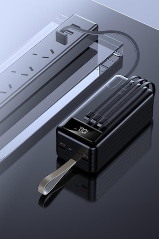 Torima TRM-1060 60000 mAh Ledli 4 Çıkışlı Taşınabilir Hızlı Şarj Dijital Göstergeli Powerbank Siyah
