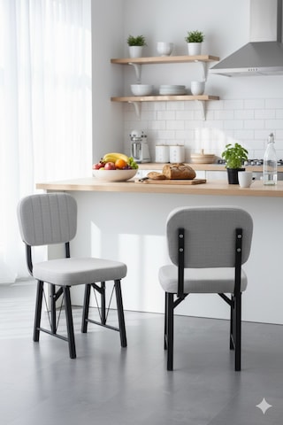 Elfin Mutfak Sandalyesi Yemek Odası Bahçe Balkon Otel Restoran Kafe Sandalyesi - 1 Adet - Gri Gri