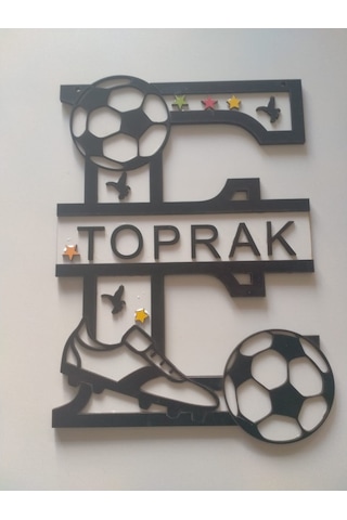 Çocuk Odası Kapı Veya Duvar Süsü Kişiye Özel İsim Yazılı Beyaz - Siyah