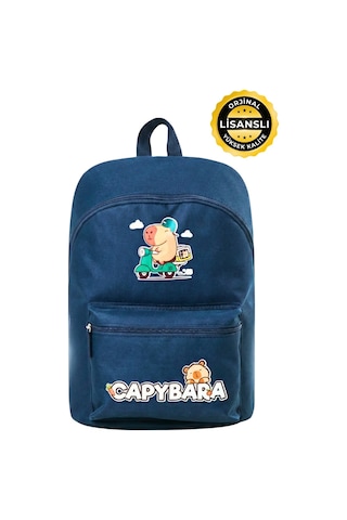 Capybara Orijinal Lisanslı Çocuk Okul Çantası Su Geçirmez Lacivert