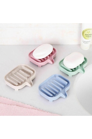 Pembe Buğday Samanı Banyo Sabunluk Depolama Tutucu Raf Sabun Kutusu Kaymaz Drenaj Sabun Kutusu