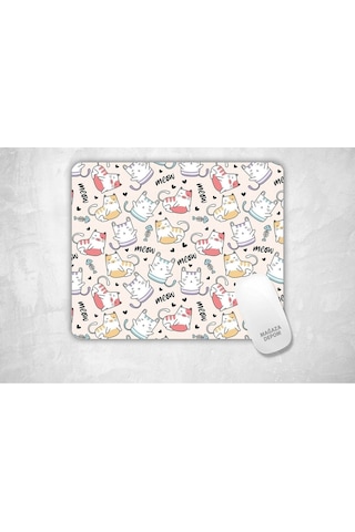Minik Kediler Meow - Kare Baskılı Mouse Pad Mousepad