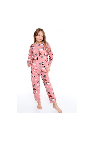 Fames Pijama Pembe Çocuk Tıraşlı Polar Kalın Ev Tipi Pijama Takımı 5,6,7,8,9,10 Yaş Pembe