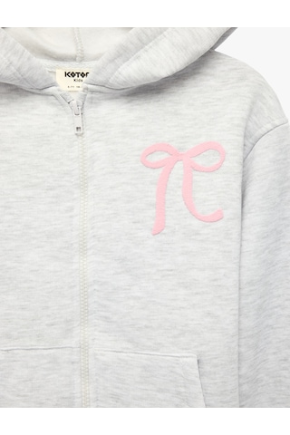 Koton Şardonlu Cep Detaylı Baskılı Uzun Kollu Fermuarlı Kapşonlu Sweatshirt Kar Melanj 7wkg10046ak Gri Melanj