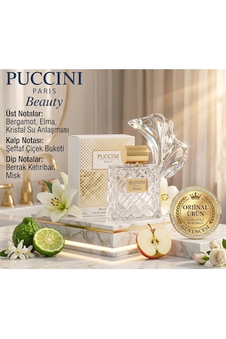 Puccini Paris Beauty Edp 100 Ml Kadın Parfümü Bergamot & Elma Notalı Kristal Tazelik Uzun Süre Kalıcı Özel Seri Çiçeksi