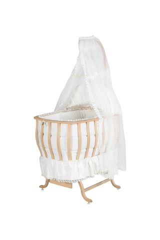 Setaymobilya Doğal Ağaç Beşik, Otantik Lüks Sallanan Beşik + Uyku Seti -Setay