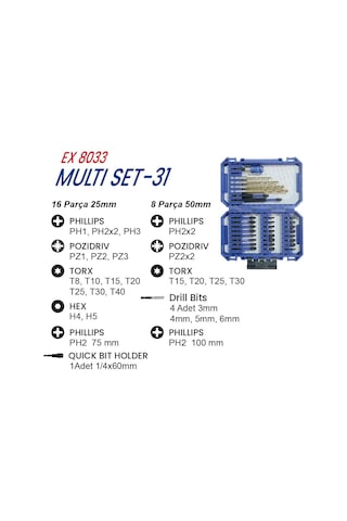 Exen Ex 8033 Multi Set-31 Parça Bits Uç Seti