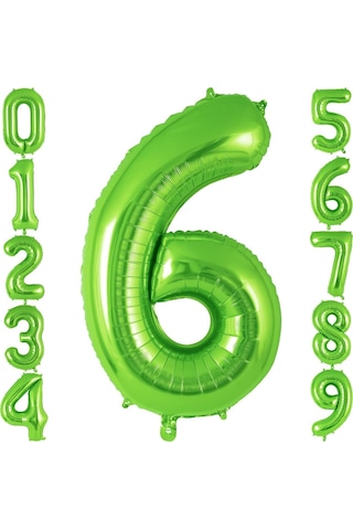 6 Rakam Açık Yeşil Folyo Balon 32-34" Inc 82 Cm