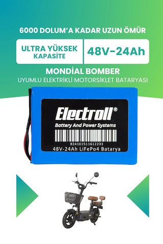 Mondial Bomber Uyumlu Batarya Ultra Yüksek Kapasite Lifepo4 48v 24ah Elektrikli Motosiklet Bataryası