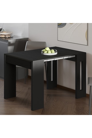 İnarch Dizayn Nivo Modüler Açılır Yemek Masası Modern Dresuar & Çok Amaçlı Masa,kapalı 44 Cm - Açık 116 Cm Siyah