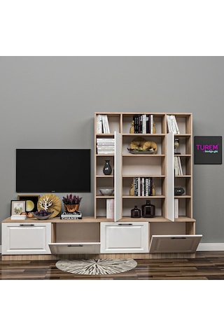 Nostalji Membran Tv Ünitesi Mdf Siyah