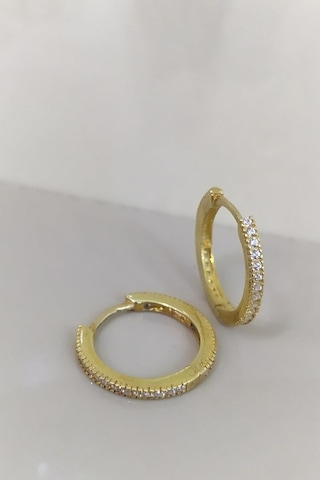 Gümüş 1,1 Cm İnce Taşlı Bayan Halka Küpe Nz85r63 Diğer