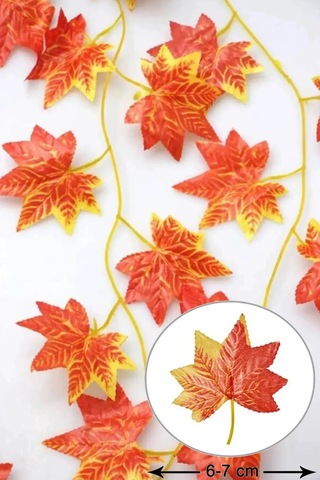 Dekoratif Sonbahar Yapraklı 230 Cm Yapay Sarmaşık Ve 300 Cm Peri Led Pembe Renk - Beyaz Beyaz