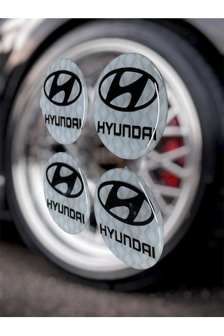 Hyundai Jant Göbeği Damla Etiket 4 Lü Oto Universal Jant Göbeği 3d Jant Arması Damla Sticker Seti Çok Renkli