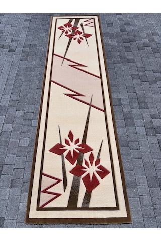Saray Halı Vizyon Carving 9057 Krem 80x300 Gülkurusu 3 Metre Yolluk