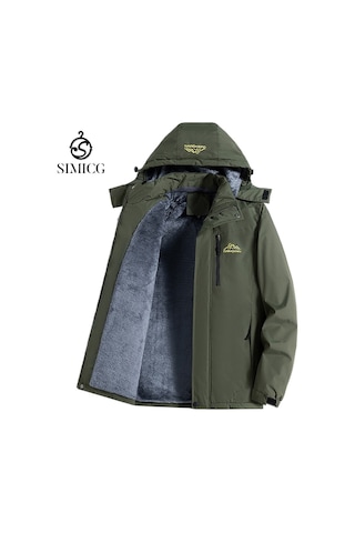 Sonbahar Ve Kış Kalınlaştırılmış Sıcak Rüzgar Geçirmez Pamuklu Erkek Ceket Yeşil