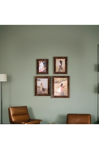 Ahşap Görünümlü Dekoratif 4'lü Fotoğraf Çerçevesi