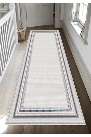 STY Home Gri Lacivert Dijital Baskı Salon Halısı Kaymaz Tabanlı Yıkanabilir Halı Yolluk 514 Gri