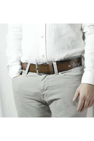 Hakiki Manda Derisi Erkek Kemer 4,5cm Taba Kot Pantolon Kemeri Taba