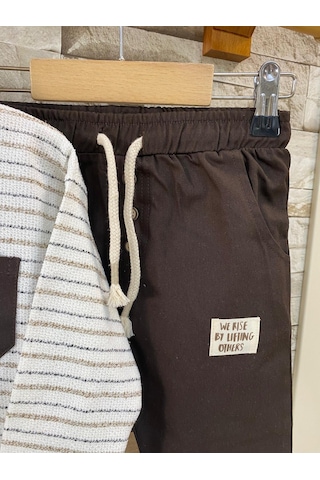 Minizoo Baby Dokuma Pantolonlu Erkek Çocuk Eşofman Takım Kahverengi