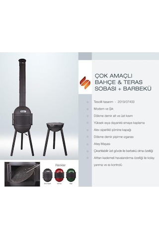 Sürel Çok Amaçlı Döküm Bahçe Şöminesi Teras Sobası Barbekü - Kırm